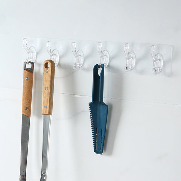 Klare PVC-kroge velegnet til hjemmets overflader, 6 stk. i pakken, brug uden søm, organiser nemt.