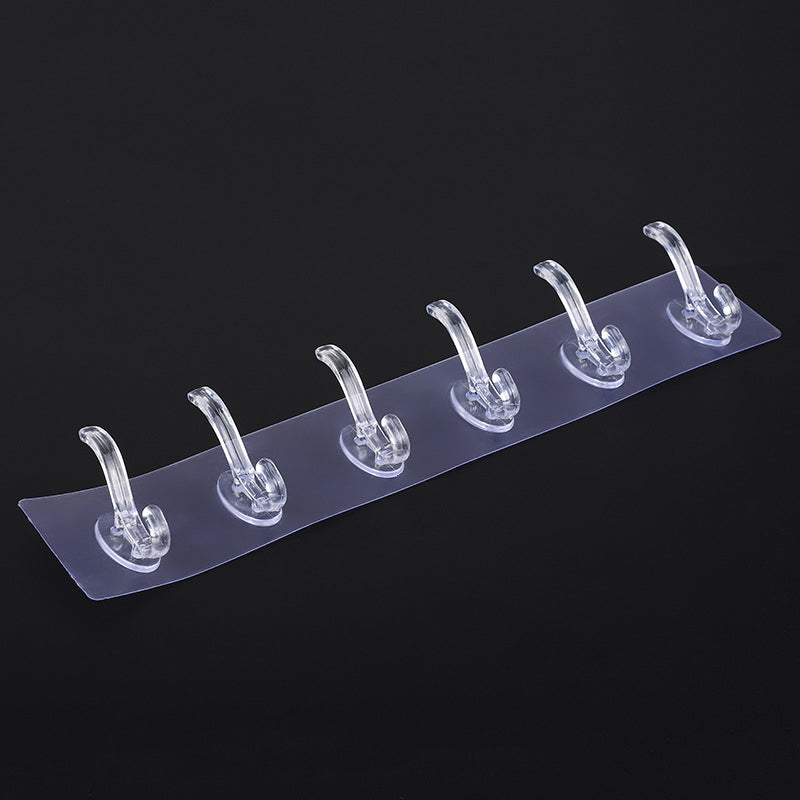 Klare PVC-kroge velegnet til hjemmets overflader, 6 stk. i pakken, brug uden søm, organiser nemt.