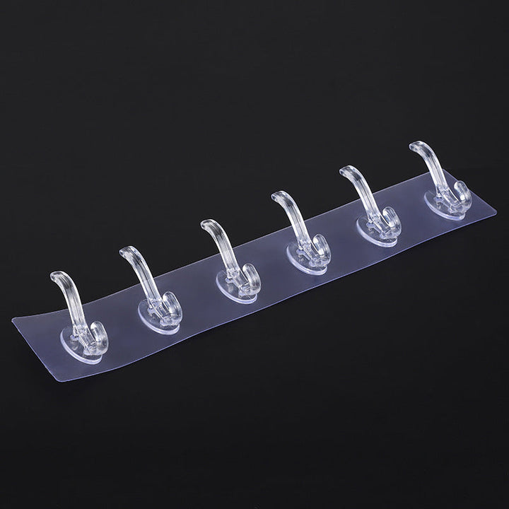 Klare PVC-kroge velegnet til hjemmets overflader, 6 stk. i pakken, brug uden søm, organiser nemt.