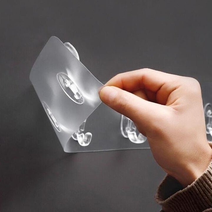 Gennemsigtige og alsidige vægskroge, 5 stk., klæber til forskellige overflader som glas og metal. Elegant løsning til indretning.