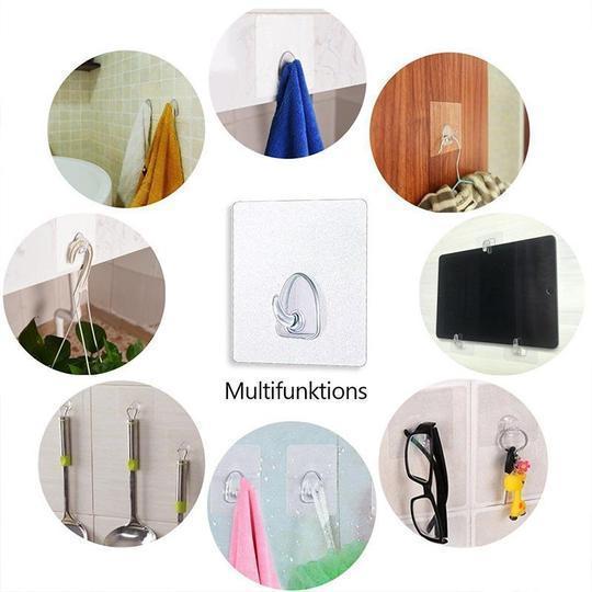 "Läpinäkyvät luistonestokoukut keittiöön ja kylpyhuoneeseen, kestävät, elegantit, sopivat sileille pinnoille, helppo asennus.