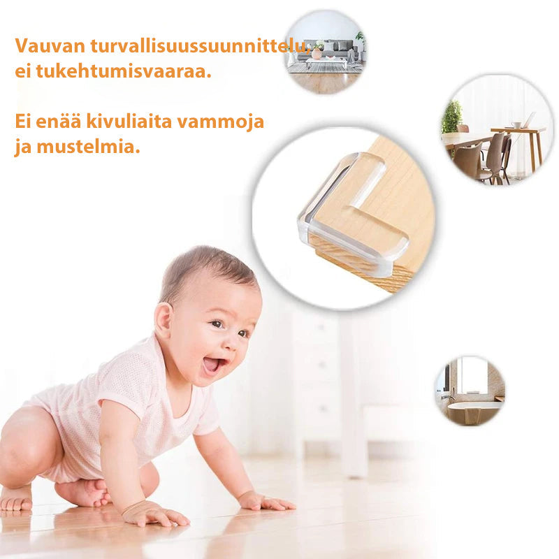 Gennemsigtige børnesikre hjørnebeskyttere, klart PVC, beskytter møbler og familie mod skarpe hjørner i hjemmet.
