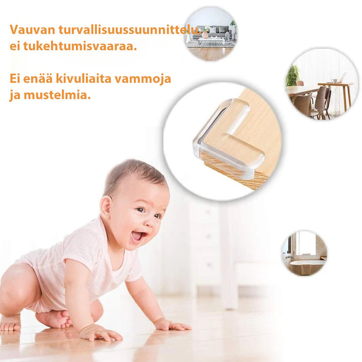 Gennemsigtige børnesikre hjørnebeskyttere, klart PVC, beskytter møbler og familie mod skarpe hjørner i hjemmet.