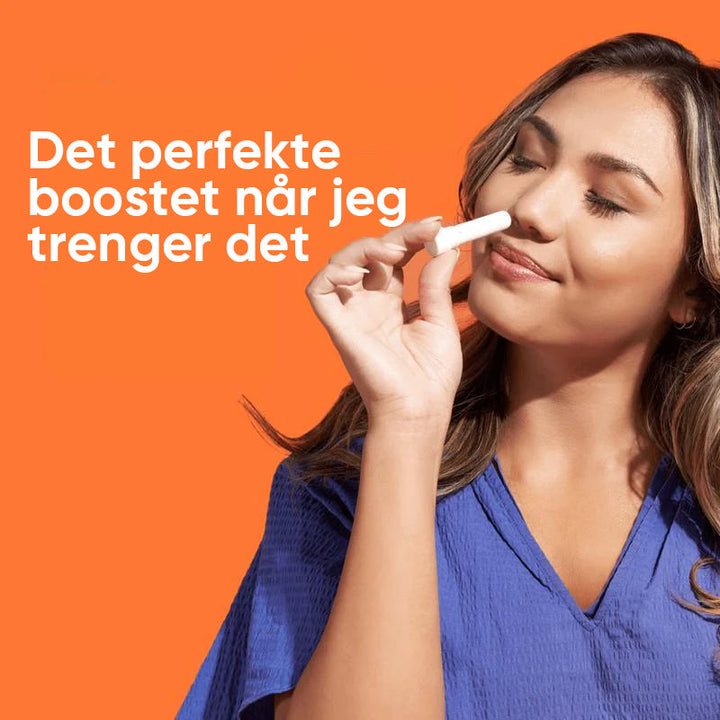Naturlig næsinhalator med æteriske olier, kompakt og bærbar, opløftende effekt, letter vejrtrækningen.
