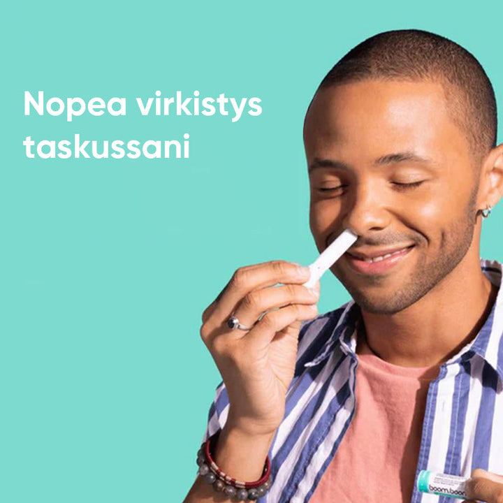 Naturlig næsinhalator med æteriske olier, kompakt og bærbar, opløftende effekt, letter vejrtrækningen.