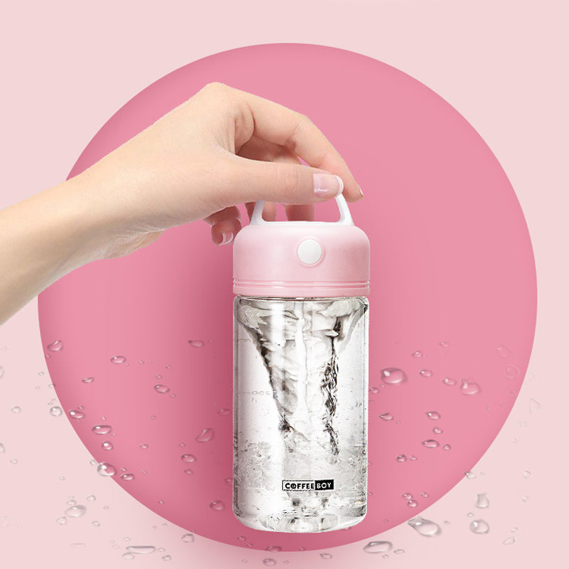 Kreativ drikkemixkop med auto-funktion, holdbar og alsidig, 380ml, blå plastik, til hjemmet og rejser.