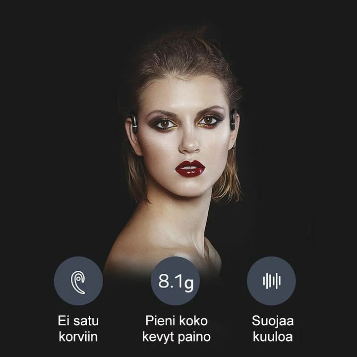 Luujohtoiset langattomat Bluetooth-kuulokkeet, eri värejä, ergonominen muotoilu, mukava istuvuus, ilman korvatulppia.