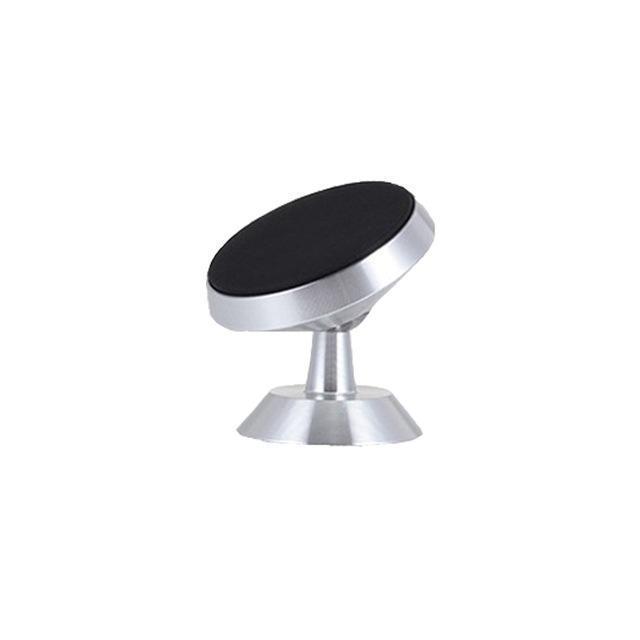 Magnetisk 360° rund telefonholder til bil, sølv, aluminiumslegering, stilfuldt og holdbart tilbehør.