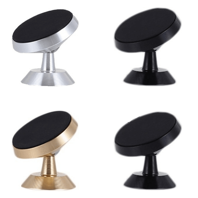Magnetisk 360° rund telefonholder til bil, sølv, aluminiumslegering, stilfuldt og holdbart tilbehør.