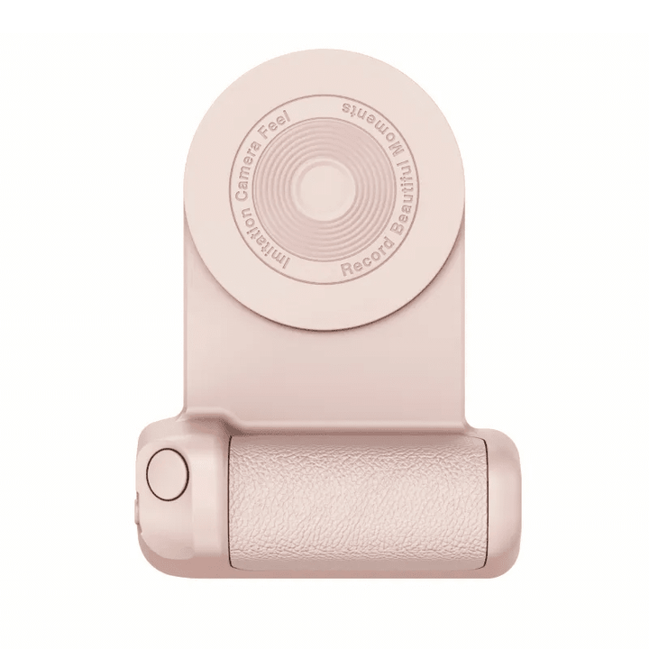 Magneettinen Bluetooth-kamerakahva puhelimille, ergonominen muotoilu, liukumaton pinta, musta väri, innovatiivinen kiinnitys.