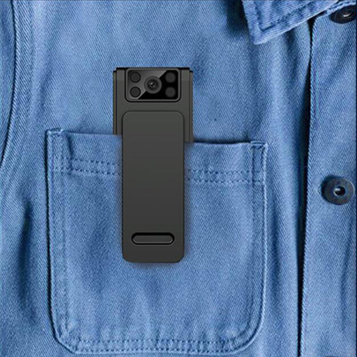 Magnetisk HD-kamera med clip, sort, vidvinkel, kompakt, nem at bruge, 100-graders objektiv, fastgørelse.