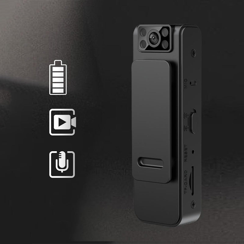 Magnetisk HD-kamera med clip, sort, vidvinkel, kompakt, nem at bruge, 100-graders objektiv, fastgørelse.