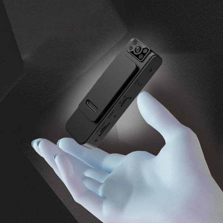 Magnetisk HD-kamera med clip, sort, vidvinkel, kompakt, nem at bruge, 100-graders objektiv, fastgørelse.