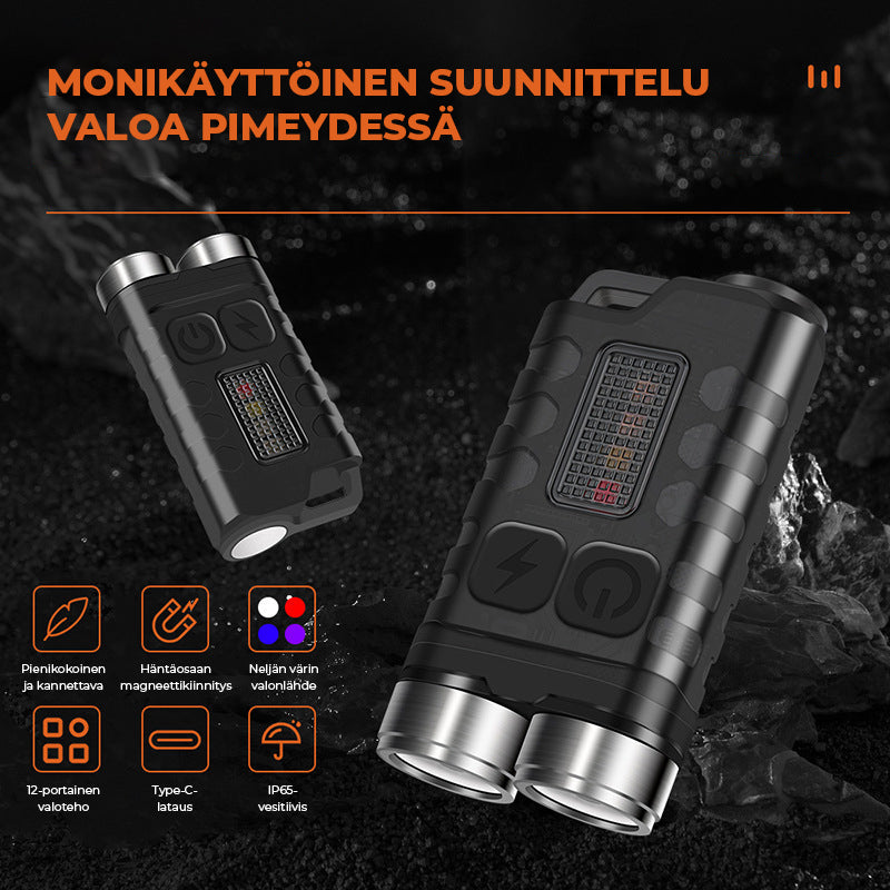 Magnetisk mini LED lommelygte nøglering, vandtæt, kompakt enhed med kraftig lysstyrke og flere lysindstillinger.