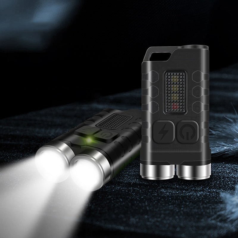 Magnetisk mini LED lommelygte nøglering, vandtæt, kompakt enhed med kraftig lysstyrke og flere lysindstillinger.