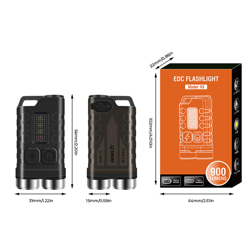 Magnetisk mini LED lommelygte nøglering, vandtæt, kompakt enhed med kraftig lysstyrke og flere lysindstillinger.