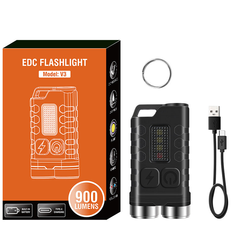 Magnetisk mini LED lommelygte nøglering, vandtæt, kompakt enhed med kraftig lysstyrke og flere lysindstillinger.