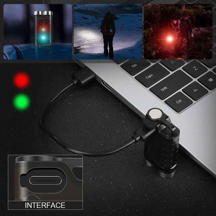 Magnetisk mini LED lommelygte nøglering, vandtæt, kompakt enhed med kraftig lysstyrke og flere lysindstillinger.