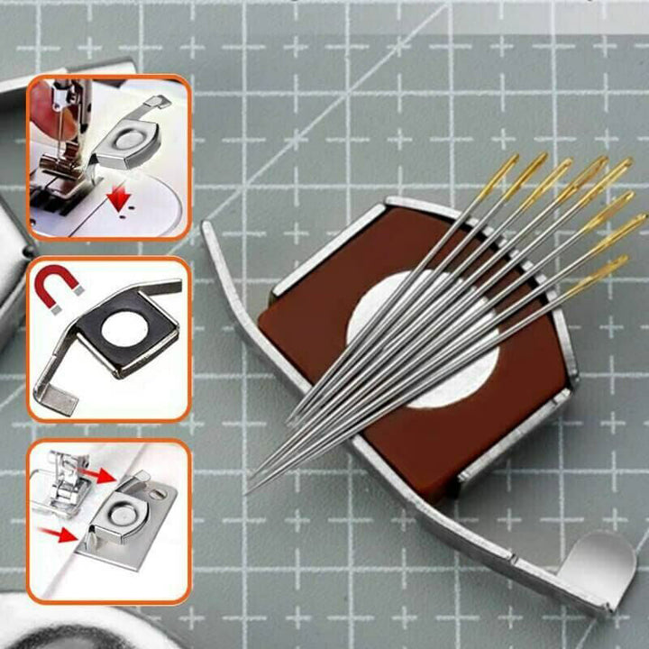 Magnetisk syvejledning til symaskiner, holdbar metalstruktur, robust design, til hjemmesyning og beklædningsindustrien.