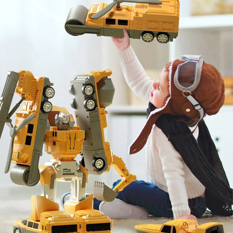 Magneettinen rakennussarja lapsille, kirkkaat värit, muuntuvat autoksi ja robotiksi, edistää luovuutta ja oppimista.