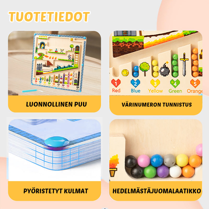 Magnetisk farverig træ labyrint legetøj til børn, tal og farver, lærerigt udviklingsspil.