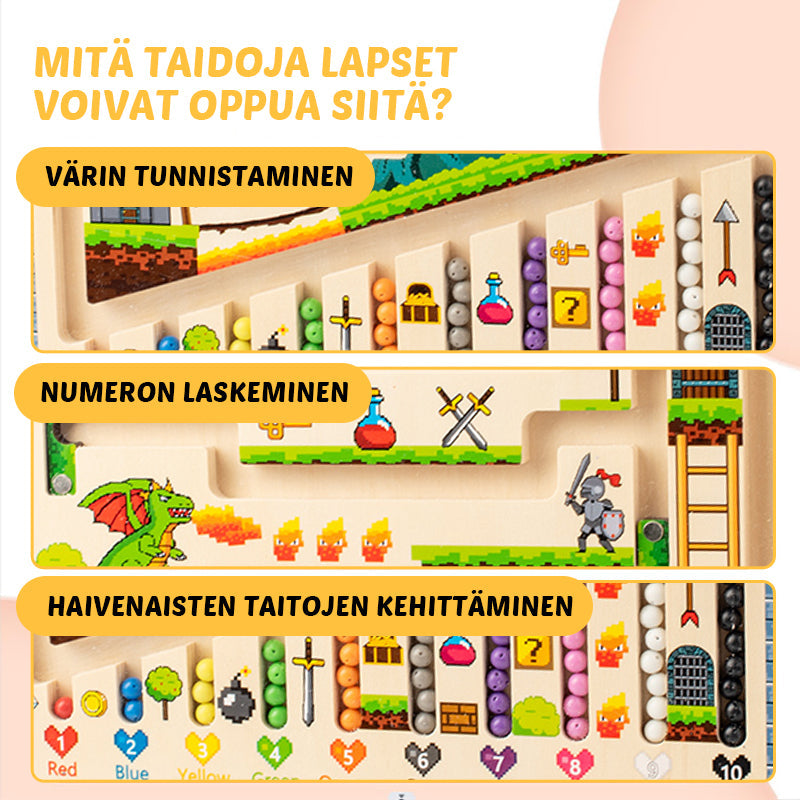 Magnetisk farverig træ labyrint legetøj til børn, tal og farver, lærerigt udviklingsspil.