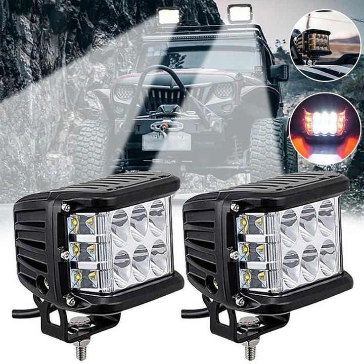 Ravnefarvet off-road LED ekstralys, aluminiumshus, effektiv køling, 9,5x14,5x8cm, 4200 LM, energieffektiv.