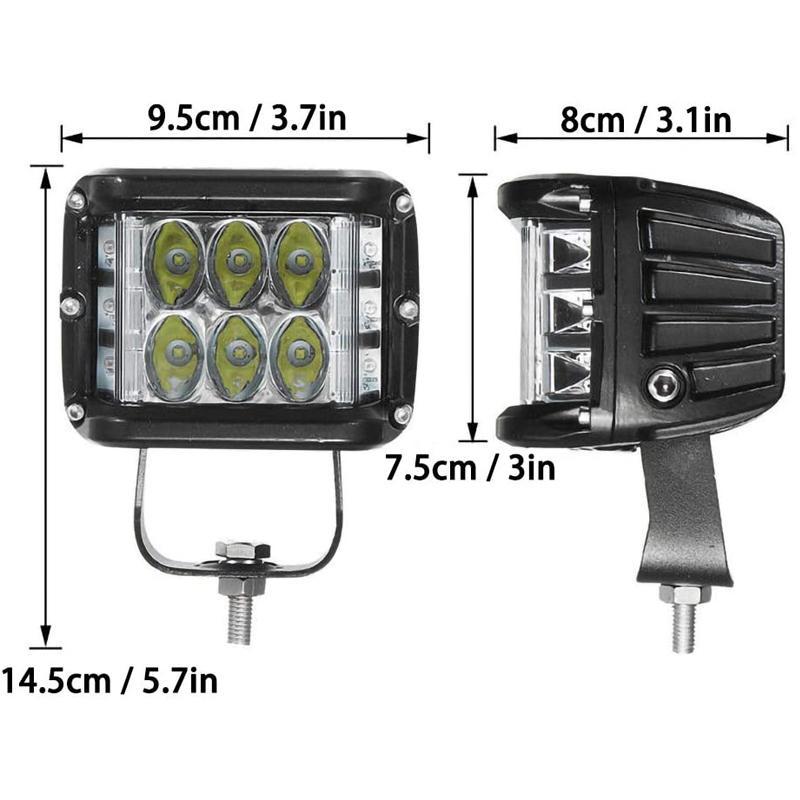 Ravnefarvet off-road LED ekstralys, aluminiumshus, effektiv køling, 9,5x14,5x8cm, 4200 LM, energieffektiv.