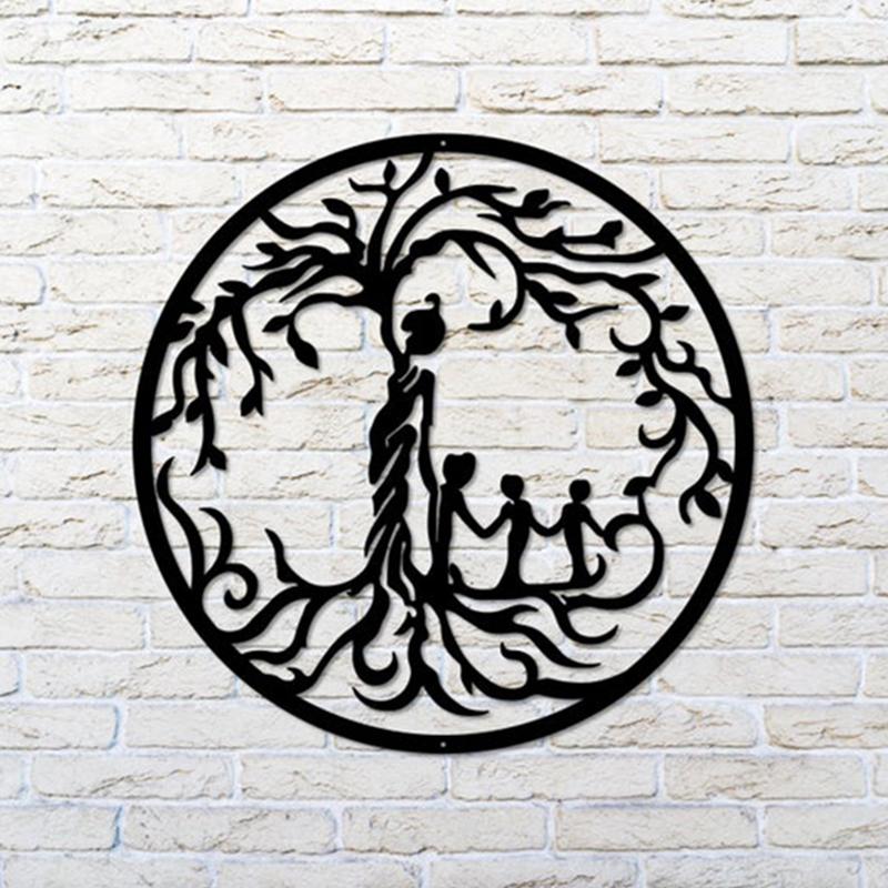 Metalkunst Træ for Livet vægpynt, elegant og holdbart dekorativt element, valgmuligheder for 1-4 børn, fremhæver familiebånd