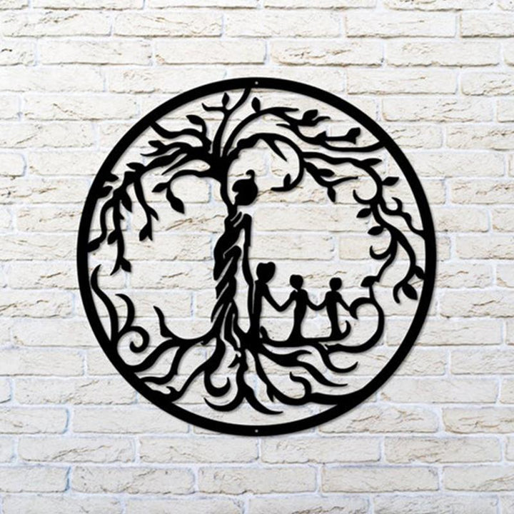 Metalkunst Træ for Livet vægpynt, elegant og holdbart dekorativt element, valgmuligheder for 1-4 børn, fremhæver familiebånd