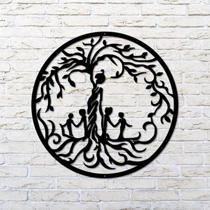 Metalkunst Træ for Livet vægpynt, elegant og holdbart dekorativt element, valgmuligheder for 1-4 børn, fremhæver familiebånd