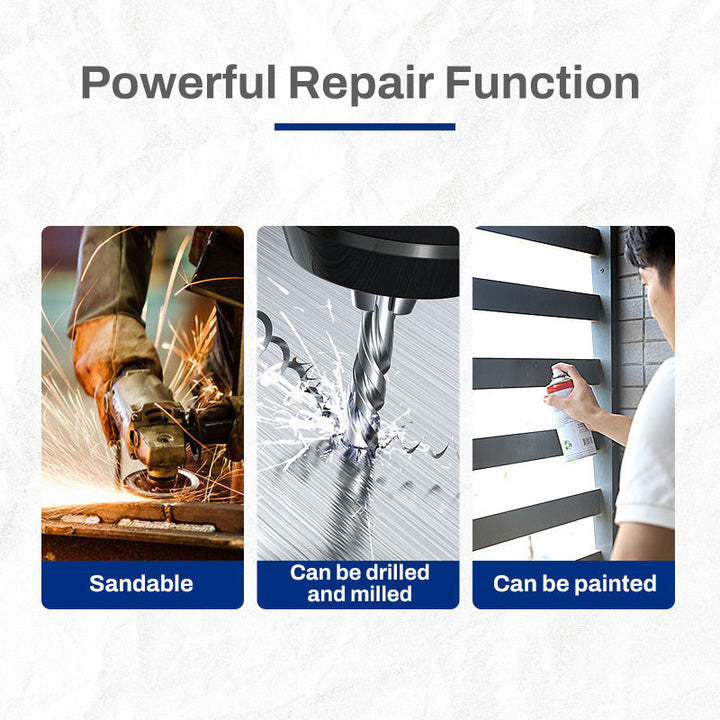 Metal Repair Adhesive: Multi-purpose bonding solution, quickly and effectively repairs cracks and holes on metal surfaces.