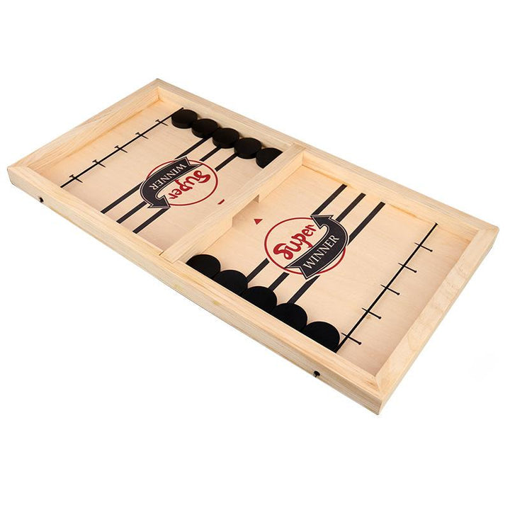 Herre 2-i-1 vendbart air hockey brætspil i træ, hurtigt og strategisk air hockey spil for venner og familie, træmateriale