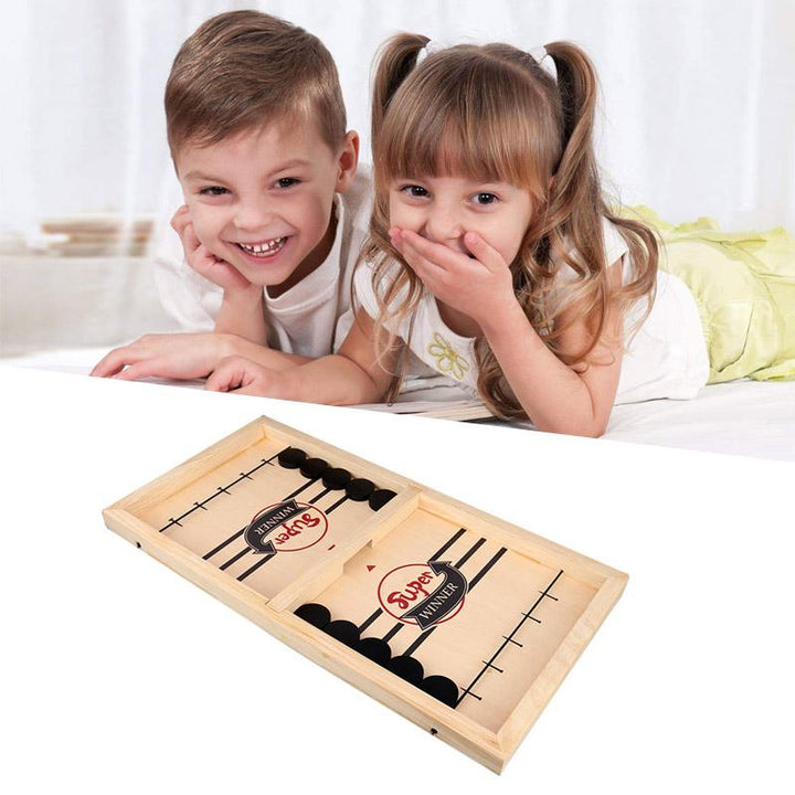 Herre 2-i-1 vendbart air hockey brætspil i træ, hurtigt og strategisk air hockey spil for venner og familie, træmateriale