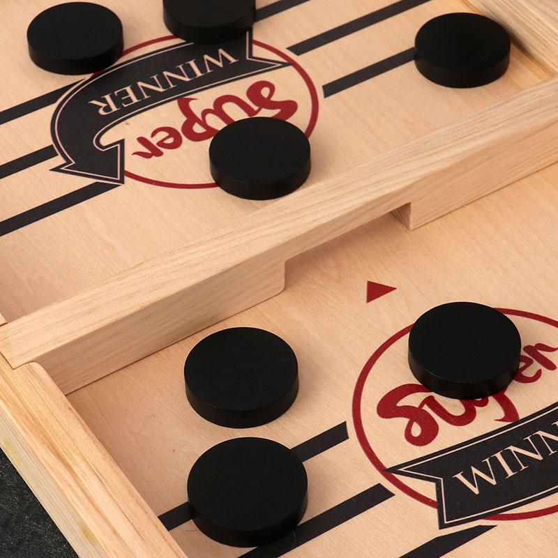 Herre 2-i-1 vendbart air hockey brætspil i træ, hurtigt og strategisk air hockey spil for venner og familie, træmateriale