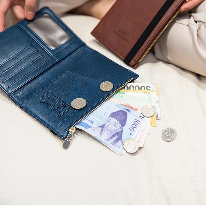 Herre RFID-blokerende paspung i læder, sort PU-læderimitation, stilfuld og holdbar, flere kortlommer til rejser.