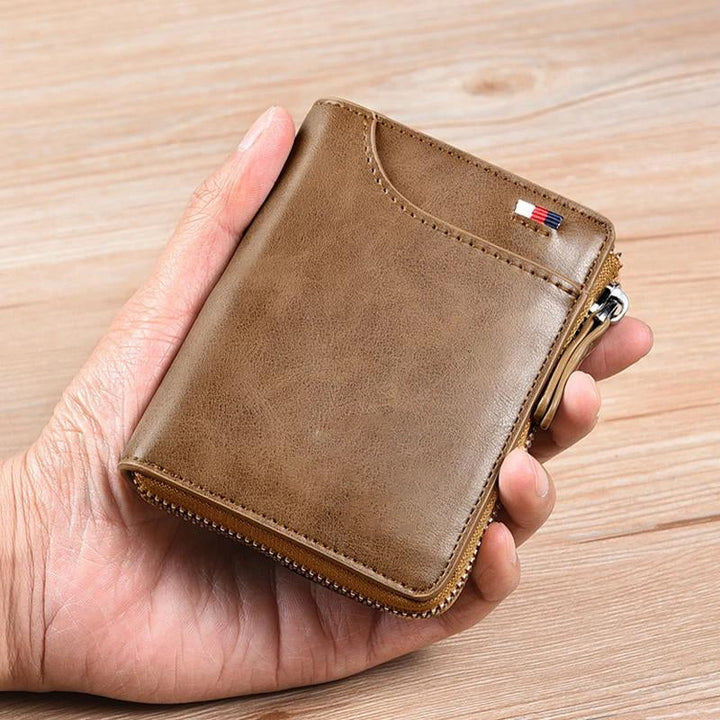 Mænds RFID-sikre alsidige læderpung; kvalitetsvintage-læder, flere kortpladser, elegant design