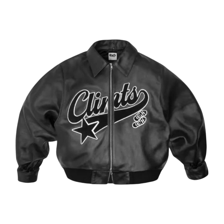 Herre Y2K Retro Hip Hop Jakke i kunstlæder med broderet grafik, urban stil