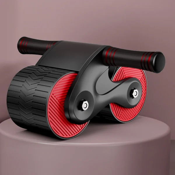 Mænds ab wheel med automatisk tilbageføring til fitness, dobbelt hjul design, ergonomisk svampehåndtag, stilfuldt sort-blåt design