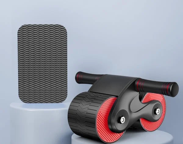 Mænds ab wheel med automatisk tilbageføring til fitness, dobbelt hjul design, ergonomisk svampehåndtag, stilfuldt sort-blåt design