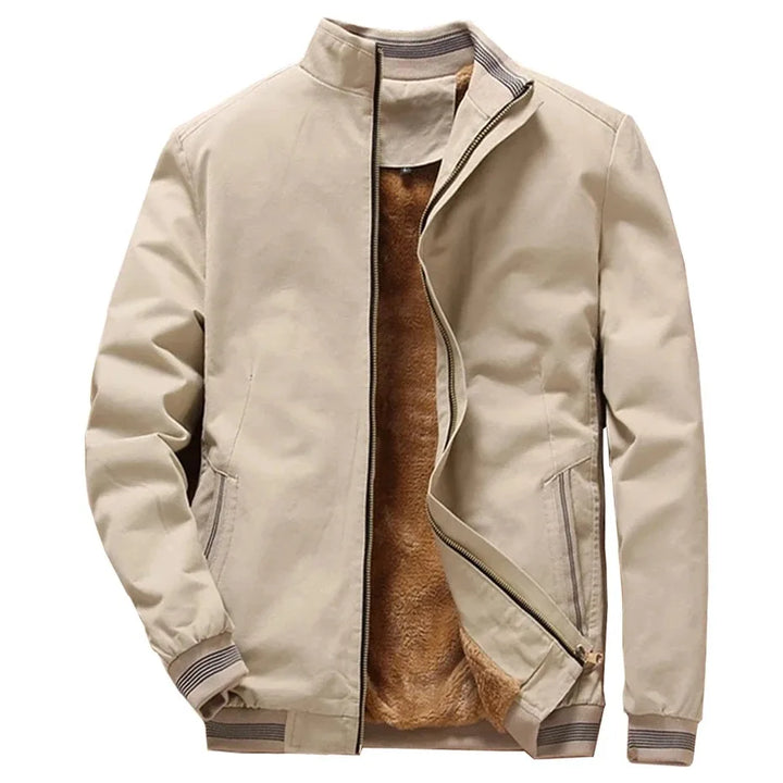 Herre aviator jakke, varm fleecefor, moderne stil, mørkeblå, elegant snit, praktiske sidelommer