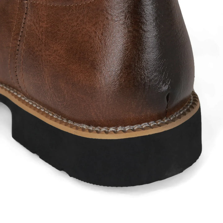 Miesten brodeeratut denim cowboy bootsit, retrotyyli, suora kärki, trendikäs brodeeraus, pehmeä materiaali.