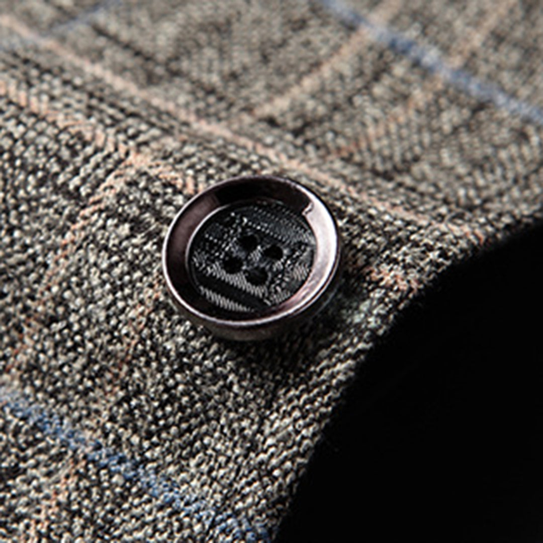 Herre casual blazer med stilfulde revers og knaplukning, broderet mønster med guldtråd, moderne og stilfuldt design.