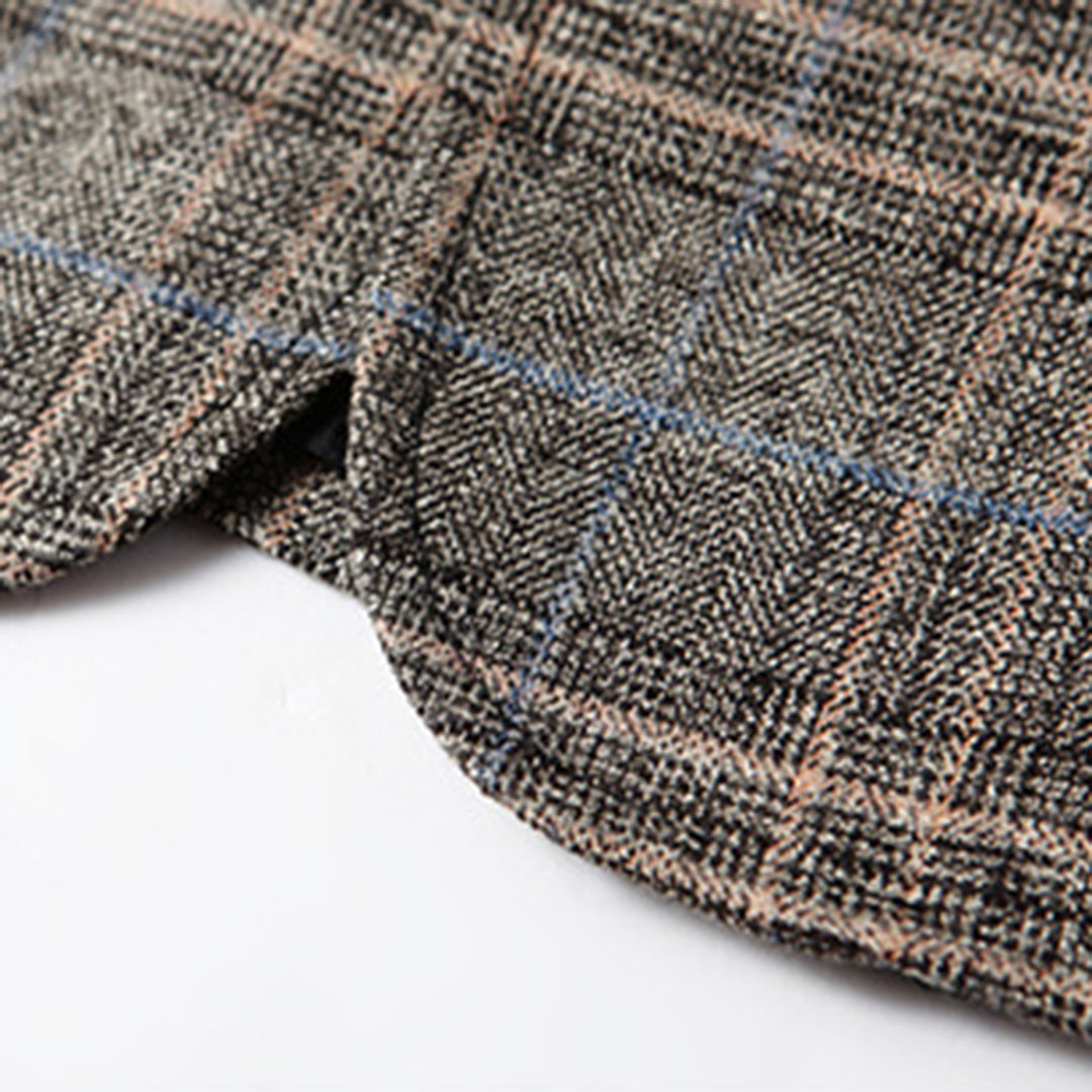 Herre casual blazer med stilfulde revers og knaplukning, broderet mønster med guldtråd, moderne og stilfuldt design.