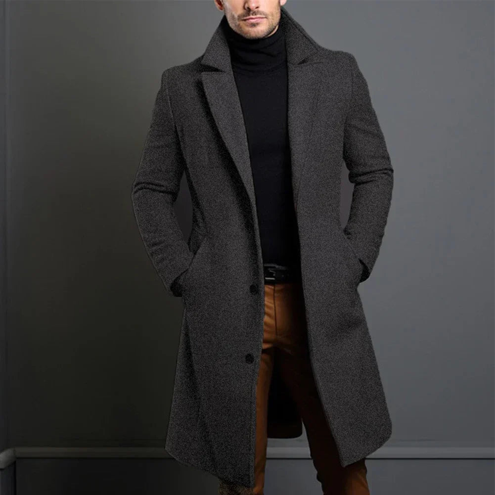 Herre Classic Overcoat med stilfuldt design, alsidige farver, sort eller mørkeblå, elegant look
