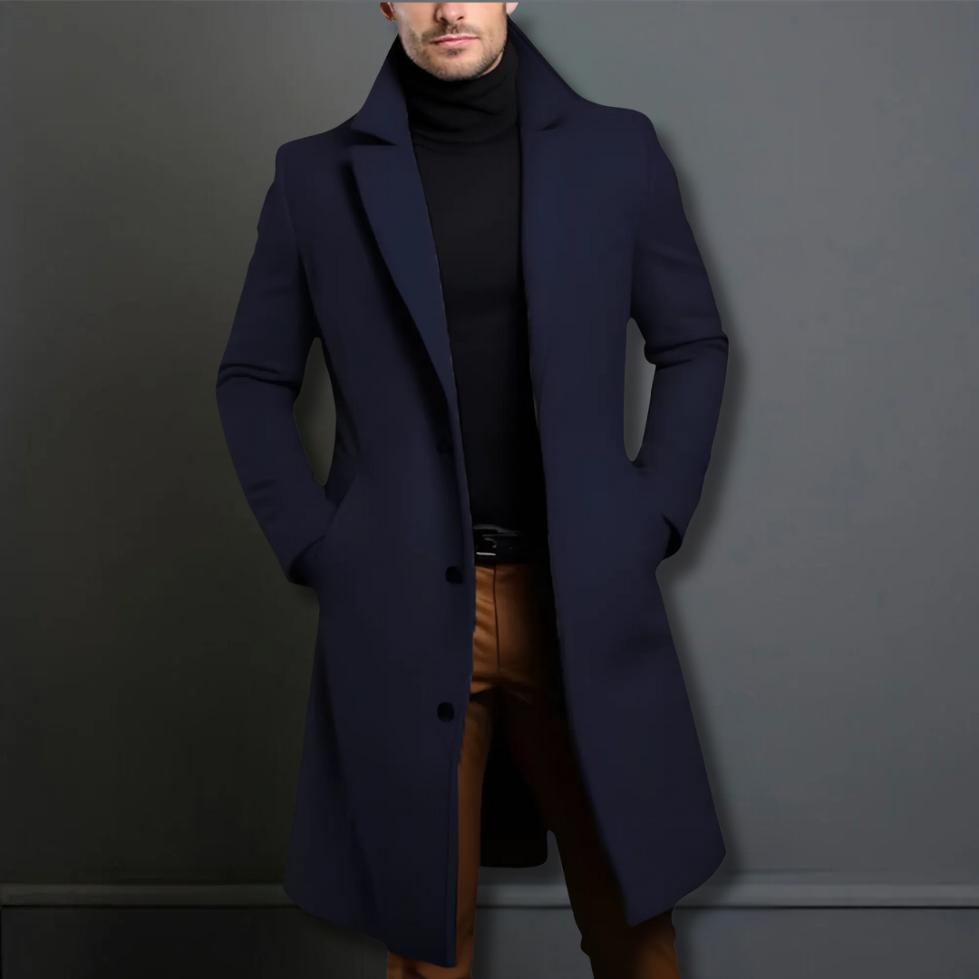 Herre Classic Overcoat med stilfuldt design, alsidige farver, sort eller mørkeblå, elegant look