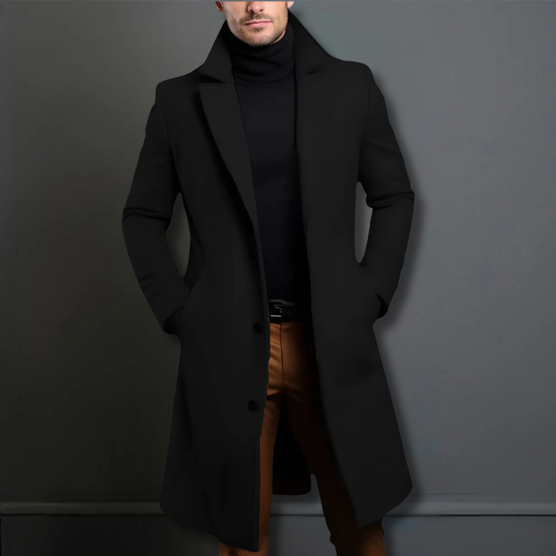 Herre Classic Overcoat med stilfuldt design, alsidige farver, sort eller mørkeblå, elegant look