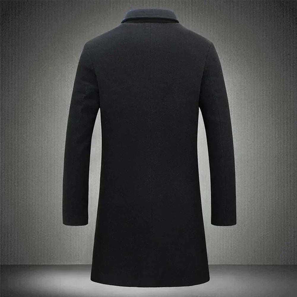 Herre Classic Overcoat med stilfuldt design, alsidige farver, sort eller mørkeblå, elegant look