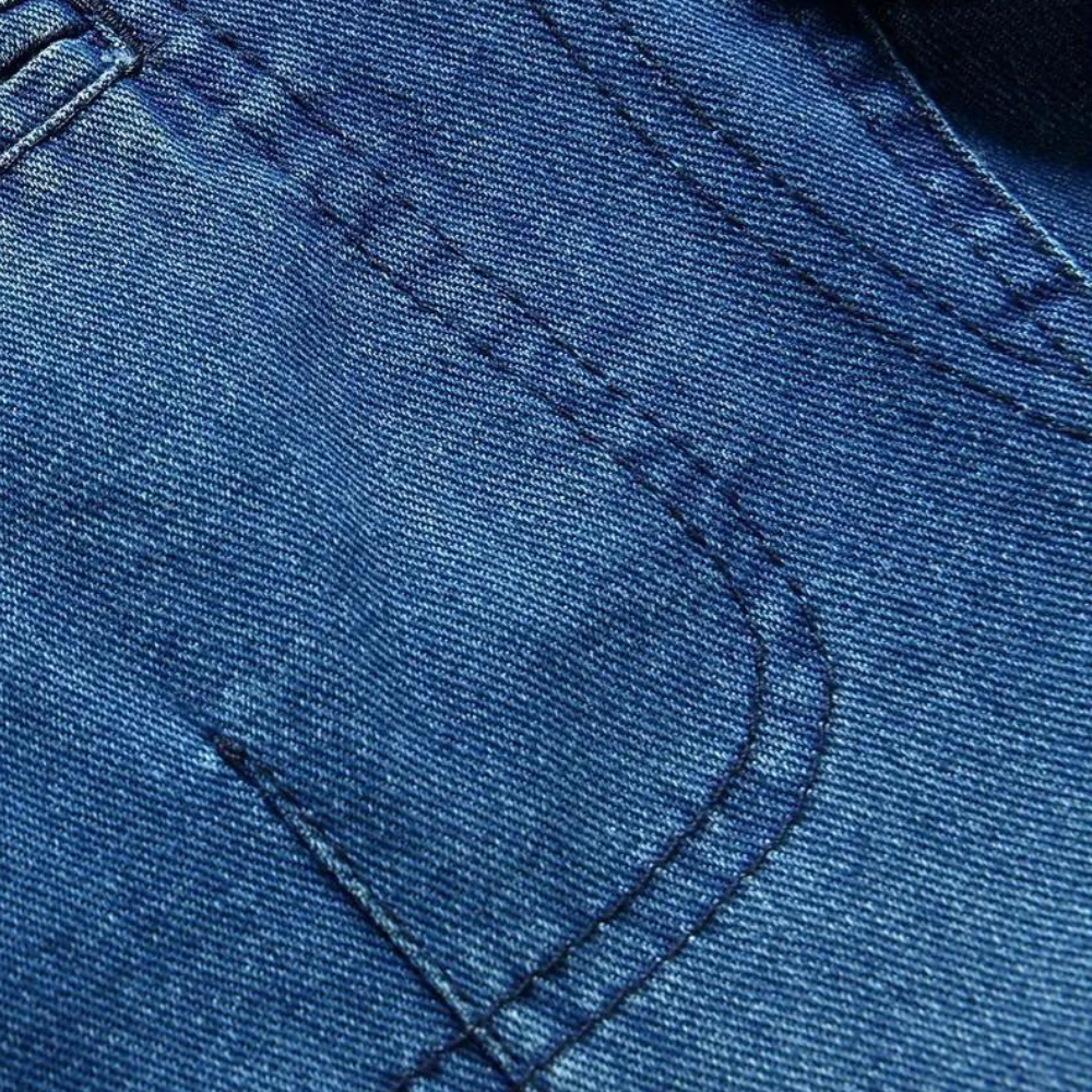 Herre denim blazer, afslappet stil, behagelig pasform, stof af høj kvalitet og praktiske lommer, mørkeblå.