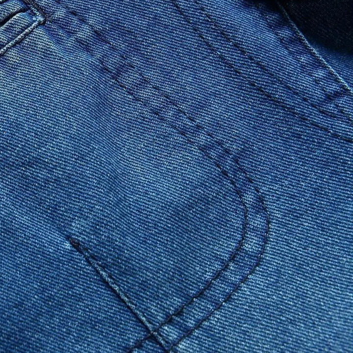 Herre denim blazer, afslappet stil, behagelig pasform, stof af høj kvalitet og praktiske lommer, mørkeblå.